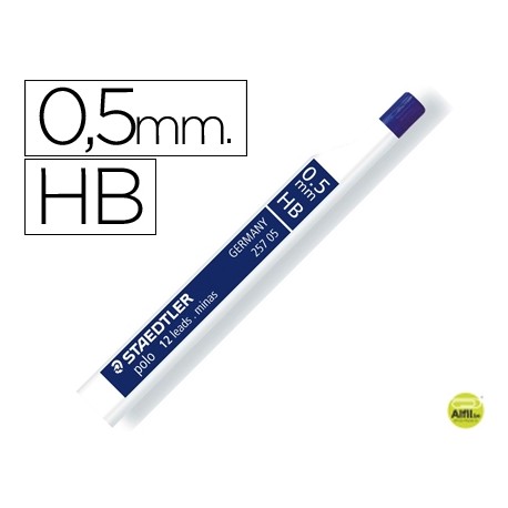 MINAS STAEDTLER GRAFITO 0,5 MM HB POLO 257 TUBO CON 12 MINAS