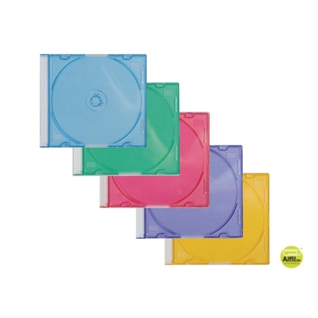 CAJA DE CD Q-CONNECT SLIM 5 COLORES SURTIDOS