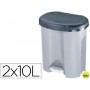 PAPELERA CONTENEDOR OFFISYS PLASTICO CON TAPADERA Y PEDAL 2 DEPOSITOS 2X10L COLOR GRIS 390X405X320 M