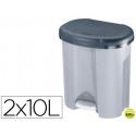 PAPELERA CONTENEDOR OFFISYS PLASTICO CON TAPADERA Y PEDAL 2 DEPOSITOS 2X10L COLOR GRIS 390X405X320 M
