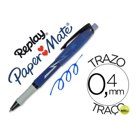 BOLIGRAFO REPLAY MAX AZUL CON GOMA DE BORRAR