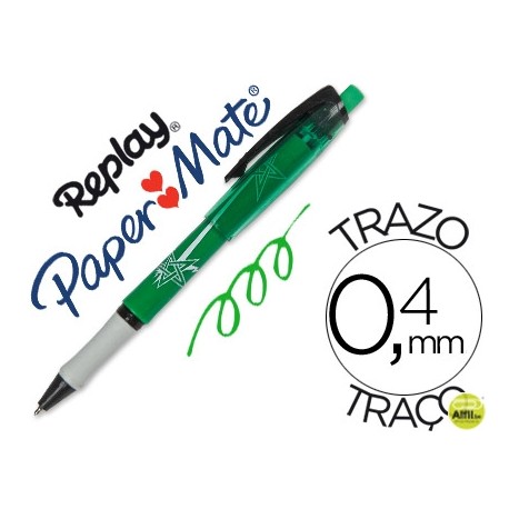 BOLIGRAFO REPLAY MAX VERDE CONGOMA DE BORRAR
