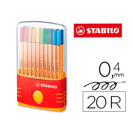 ROTULADOR STABILO PUNTA DE FIBRA POINT 88 COLOR PARADE ESTUCHE DE 20 ROTULADORES