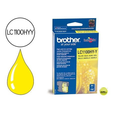 INK-JET BROTHER LC-1100Y AMARILLO ALTA CAPACIDAD 750 PAG