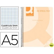 BLOC ESPIRAL Q-CONNECT DIN-A5 80H 70 GR KF10027 CUADRO 5 MMPPLENO NARANJA PUNTAS REDONDAS