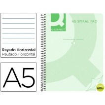BLOC ESPIRAL Q-CONNECT DIN-A5 80H 70 GR KF10033 HORIZONTAL 8 MM PPLENO VERDE PUNTAS REDONDAS