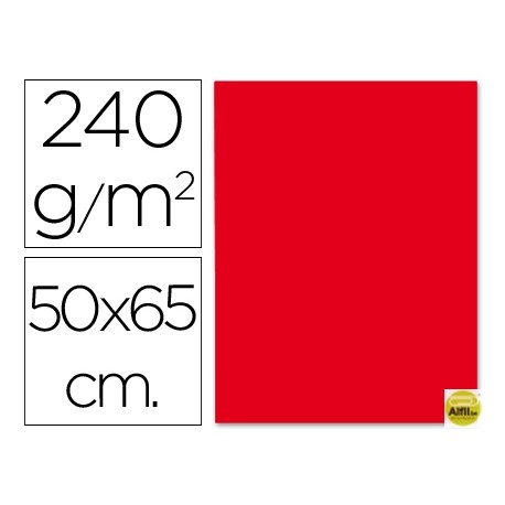 CARTULINA LIDERPAPEL 50X65 CM 240G/M2 ROJO NAVIDAD