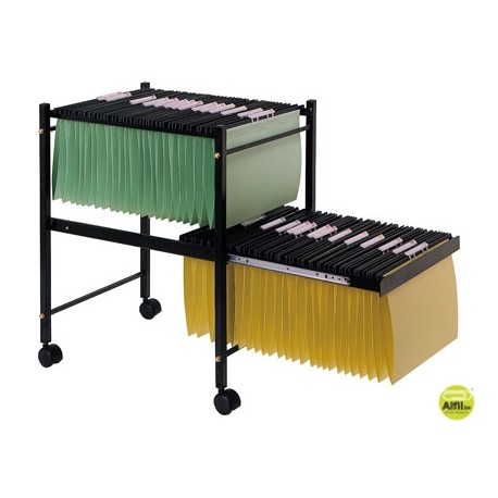 CARRITO PARA CARPETAS COLGANTEQ-CONNECT NEGRO CON RUEDAS Y BANDEJA INFERIOR EXTRAIBLE PARA CARPETAS
