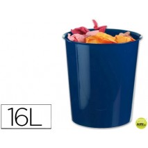 PAPELERA PLASTICO LIDERPAPEL AZUL OPACO 16 LITROS