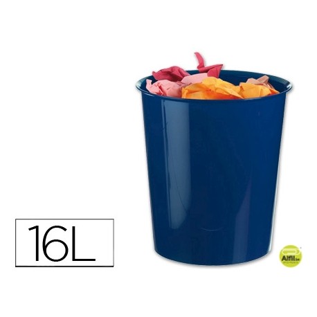 PAPELERA PLASTICO LIDERPAPEL AZUL OPACO 16 LITROS