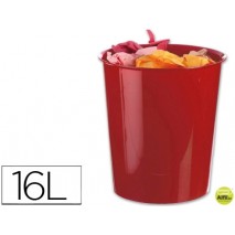 PAPELERA PLASTICO Q-CONNECT ROJO OPACO 16 LITROS