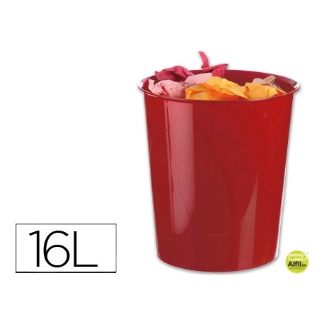 PAPELERA PLASTICO Q-CONNECT ROJO OPACO 16 LITROS