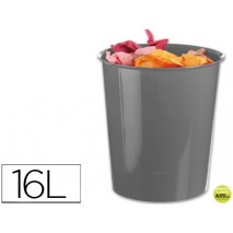 PAPELERA PLASTICO Q-CONNECT GRIS OPACO 16 LITROS