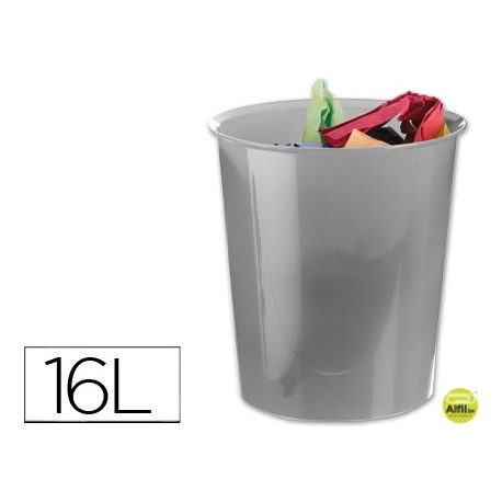 PAPELERA PLASTICO Q-CONNECT TRANSPARENTE 16 LITROS