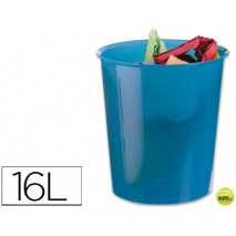 PAPELERA PLASTICO Q-CONNECT AZUL TRANSLUCIDO 16 LITROS