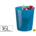 PAPELERA PLASTICO Q-CONNECT AZUL TRANSLUCIDO 16 LITROS