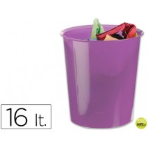 PAPELERA PLASTICO Q-CONNECT VIOLETA TRANSLUCIDO 16 LITROS
