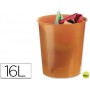 PAPELERA PLASTICO Q-CONNECT NARANJA TRANSLUCIDO 16 LITROS