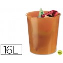 PAPELERA PLASTICO Q-CONNECT NARANJA TRANSLUCIDO 16 LITROS