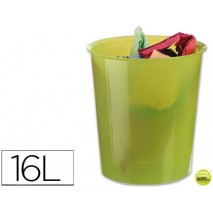 PAPELERA PLASTICO Q-CONNECT VERDE TRANSLUCIDO 16 LITROS