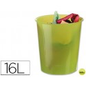 PAPELERA PLASTICO Q-CONNECT VERDE TRANSLUCIDO 16 LITROS