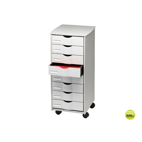MUEBLE AUXILIAR FAST-PAPERFLOWPARA OFICINA NEGRO 8 CAJONES EN COLOR GRIS 5X825X382 71,5X31,6X34,3 CM