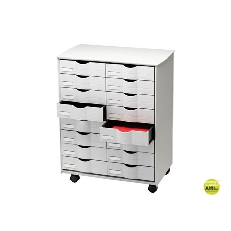 MUEBLE AUXILIAR FAST-PAPERFLOWPARA OFICINA NEGRO 16 CAJONES EN 2 COLUMNAS GRIS5X382 71,5X58X34,3 CM