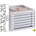 FICHERO CAJONES DE SOBREMESA LIDERPAPEL 37X30,5X21,5 CM BANDEJA ORGANIZADORA SUPERIOR 6 CAJONES GRIS