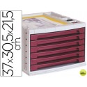 FICHERO CAJONES DE SOBREMESA LIDERPAPEL 37X30,5X21,5 CM BANDEJA ORGANIZADORA SUPERIOR 6 CAJONES BURD