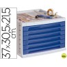 FICHERO CAJONES DE SOBREMESA LIDERPAPEL 37X30,5X21,5 CM BANDEJA ORGANIZADORA SUPERIOR 6 CAJONES AZUL