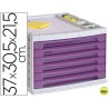 FICHERO CAJONES DE SOBREMESA LIDERPAPEL 37X30,5X21,5 CM BANDEJA ORGANIZADORA SUPERIOR 6 CAJONES VIOL