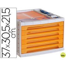 FICHERO CAJONES DE SOBREMESA LIDERPAPEL 37X30,5X21,5 CM BANDEJA ORGANIZADORA SUPERIOR 6 CAJONES NARA