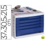 FICHERO CAJONES DE SOBREMESA LIDERPAPEL 37X30,5X21,5 CM BANDEJA ORGANIZADORA SUPERIOR 5 CAJONES AZUL