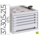 FICHERO CAJONES DE SOBREMESA LIDERPAPEL 37X30,5X21,5 CM BANDEJA ORGANIZADORA SUPERIOR 5 CAJONES GRIS