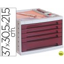 FICHERO CAJONES DE SOBREMESA LIDERPAPEL 37X30,5X21,5 CM BANDEJA ORGANIZADORA SUPERIOR 5 CAJONES BURD