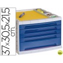 FICHERO CAJONES DE SOBREMESA LIDERPAPEL 37X30,5X21,5 CM BANDEJA ORGANIZADORA SUPERIOR 5 CAJONES AZUL