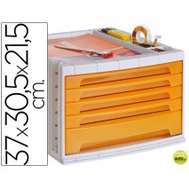 FICHERO CAJONES DE SOBREMESA LIDERPAPEL 37X30,5X21,5 CM BANDEJA ORGANIZADORA SUPERIOR 5 CAJONES NARA