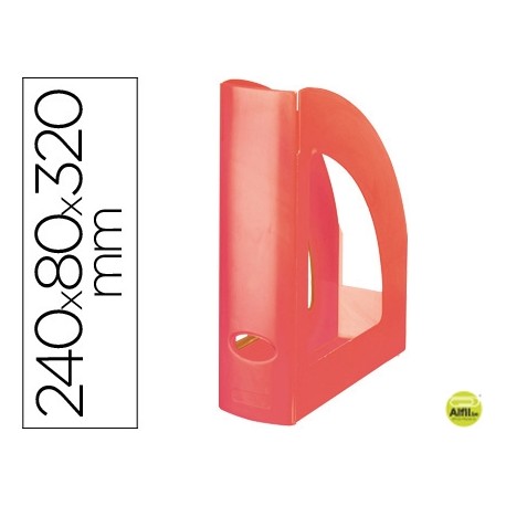 REVISTERO LIDERPAPEL PLASTICO ROJO TRANSLUCIDO