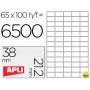 ETIQUETA ADHESIVA APLI 1283 TAMAÑO 38X21.2MM PARA FOTOCOPIADORA LASER INK-JET CAJA CON 100 HOJAS DIN