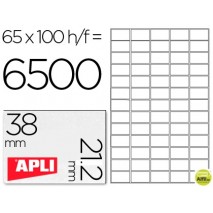 ETIQUETA ADHESIVA APLI 1283 TAMAÑO 38X21.2MM PARA FOTOCOPIADORA LASER INK-JET CAJA CON 100 HOJAS DIN