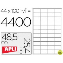 ETIQUETA ADHESIVA APLI 1285 TAMAÑO 48,5X25,4 MM PARA FOTOCOPIADORA LASER INK-JET CAJA CON 100 HOJAS
