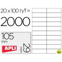 ETIQUETA ADHESIVA APLI 1299 TAMAÑO 105X29 MM PARA FOTOCOPIADORA LASER INK-JET CAJA CON 100 HOJAS DIN