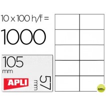 ETIQUETA ADHESIVA APLI 1278 TAMAÑO 105X57 MM PARA FOTOCOPIADORA LASER INK-JET CAJA CON 100 HOJAS DIN