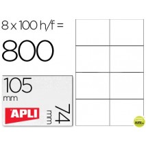 ETIQUETA ADHESIVA APLI 1279 TAMAÑO 105X74 MM PARA FOTOCOPIADORA LASER INK-JET CAJA CON 100 HOJAS DIN