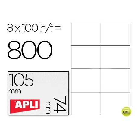 ETIQUETA ADHESIVA APLI 1279 TAMAÑO 105X74 MM PARA FOTOCOPIADORA LASER INK-JET CAJA CON 100 HOJAS DIN