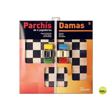 PARCHIS CON DAMAS TABLERO GRANDE 4 JUGADORES 41X40X4,5