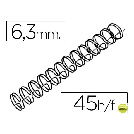 ESPIRAL WIRE 3:1 6,3 MM N.4 NEGRO CAPACIDAD 45 HOJAS CAJA DE 100 UNIDADES