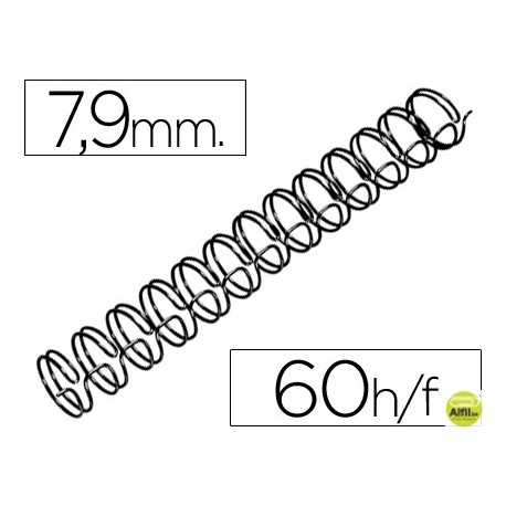 ESPIRAL WIRE 3:1 7,9 MM N.5 NEGRO CAPACIDAD 60 HOJAS CAJA DE 100 UNIDADES