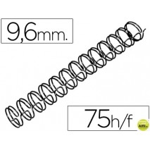 ESPIRAL WIRE 3:1 9,6 MM N.6 NEGRO CAPACIDAD 75 HOJAS CAJA DE 100 UNIDADES