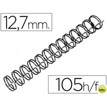 ESPIRAL WIRE 3:1 12,7 MM N.8 NEGRO CAPACIDAD 105 HOJAS CAJA DE 100 UNIDADES